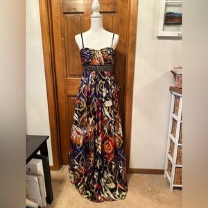 Vintage BlackTie Oleg Casini womans formal gown Gold Shiny Spectacular SZ 4